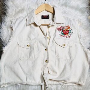 Y2k Sturgis Bike Week 2007 Motorcycle Sleeveless Tie Front Crop Shirt XL